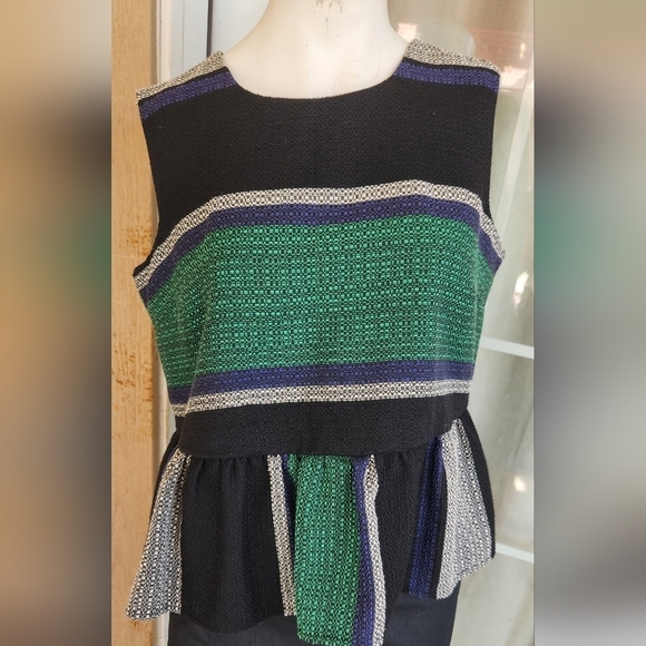 Corey Lynn Calter Anthropologie Striped  Peplum‎ Tunic Top Blouse Shirt - Picture 3 of 7